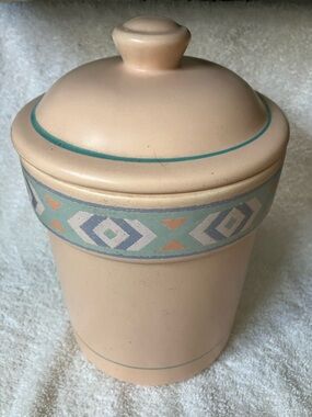 Vintage Treasure Craft Southwest Ceramic Canister with Lid 7 1/2”